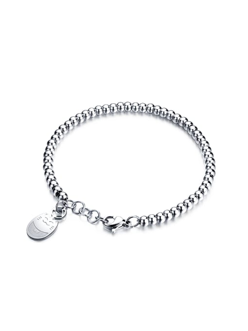 white Fashion Cartoon Totoro Beads Titanium Bracelet