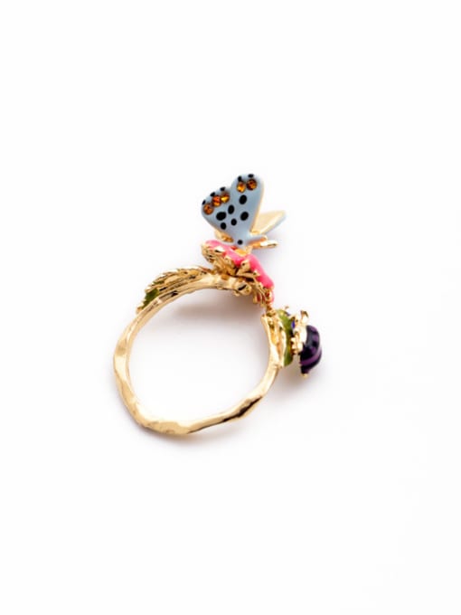 KM Colorful Enamel Butterfly Alloy Statement Ring 2
