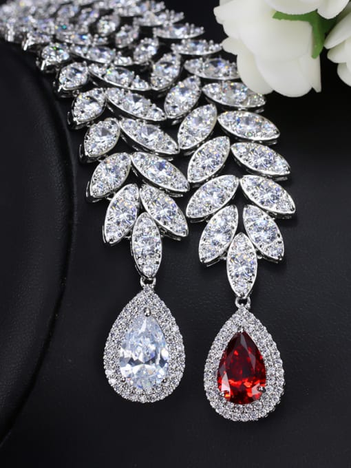 L.WIN Luxury Shine  AAA Zircon Necklace Earrings 2 Piece jewelry set 1
