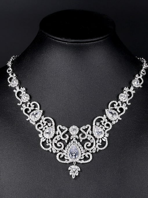 BLING SU Copper inlaid zircon luxury atmosphere bride  necklace 1