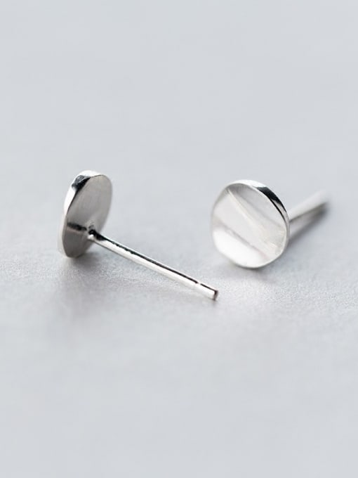 Rosh 925 Sterling Silver With Silver Plated Simplistic Round Geometric Stud Earrings 2
