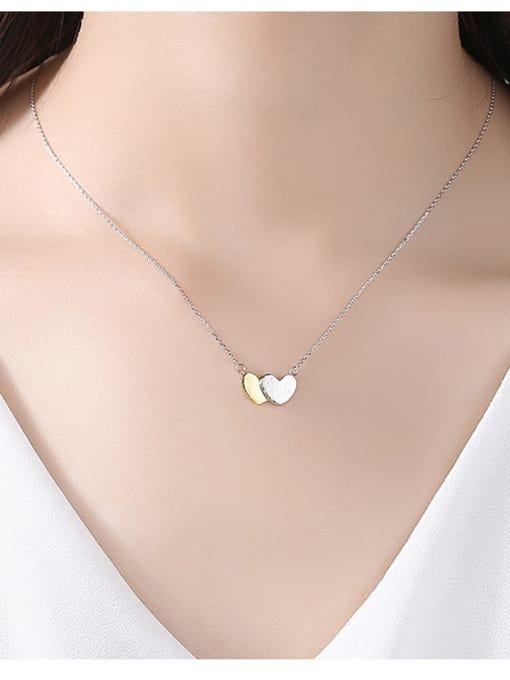 CCUI 925 Sterling Silver With Two-color plating Simplistic Heart Locket Necklace 1