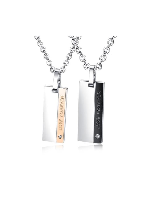Open Sky Titanium With Smooth Simplistic Geometric Lover  Necklaces 0