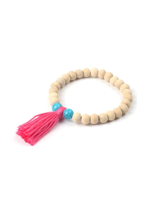 handmade Simple Wooden Beads Creative Tassel Bracelet 1