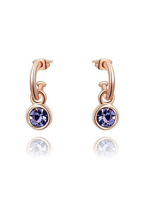 Rose Gold Purple Austria Crystal Geometric Shaped Drop Earrings