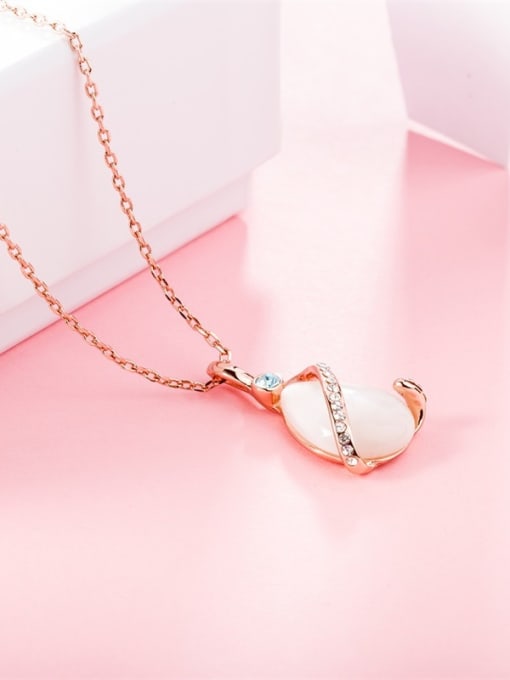 Rose Gold Personality Water Drop Shaped Opal Stone Necklace