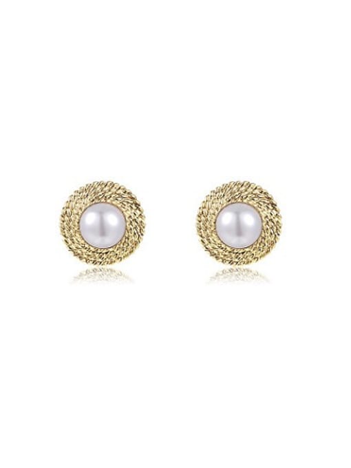 18k Gold Creative 18K Gold Plated Artificial Pearl Stud Earrings