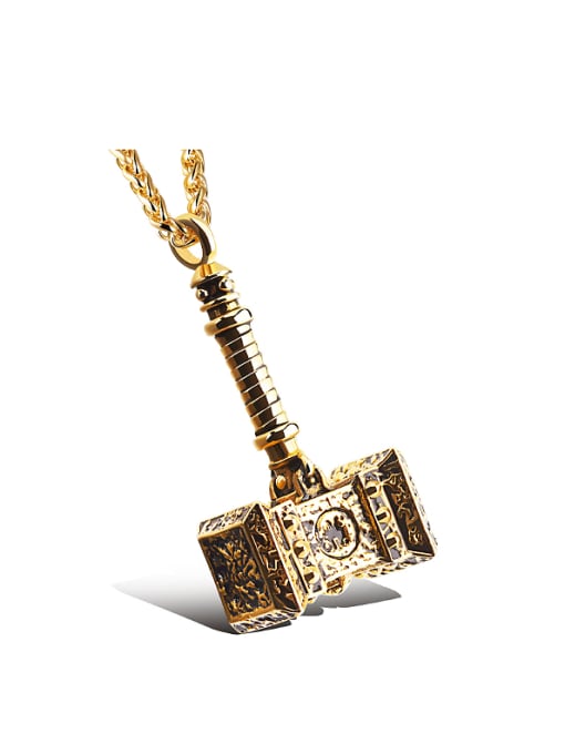 gold Punk style Little Hammer Titanium Men Necklace