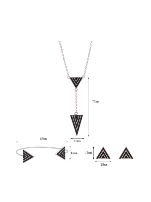 BESTIE Alloy White Gold Plated Simple style Triangle-shaped Three Pieces Jewelry Set 3