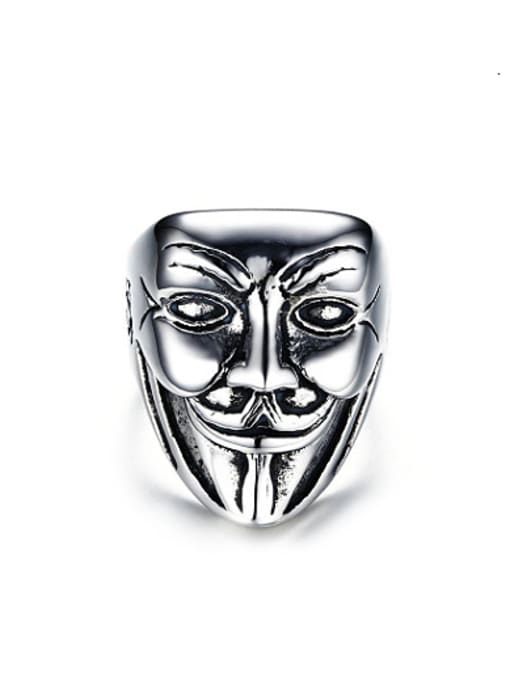 CONG Men Personality Mask Shaped Stainless Steel Ring 0