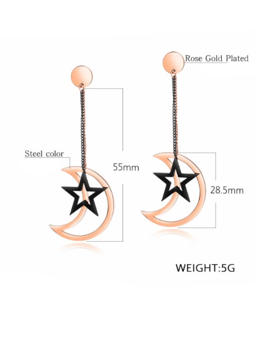 Open Sky Stainless Steel With Rose Gold Plated Classic Moon with star Earrings 2