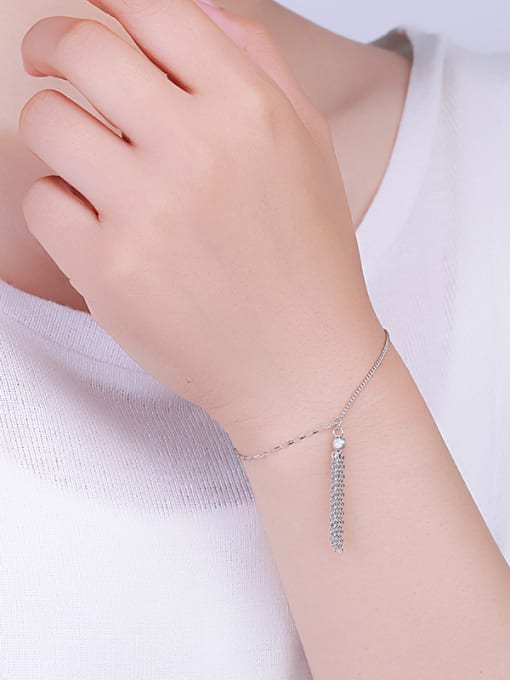 One Silver Women Adjustable Length Tassel Bracelet 1