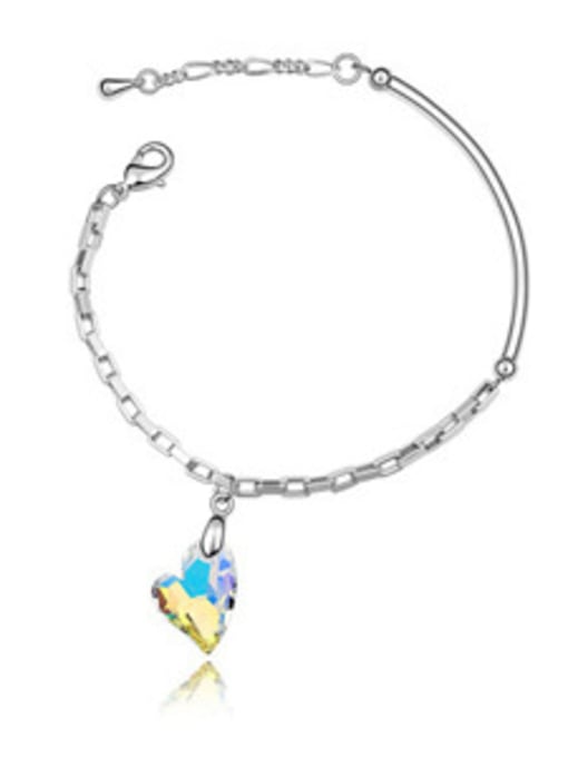 QIANZI Simple Heart austrian Crystal Alloy Bracelet 2
