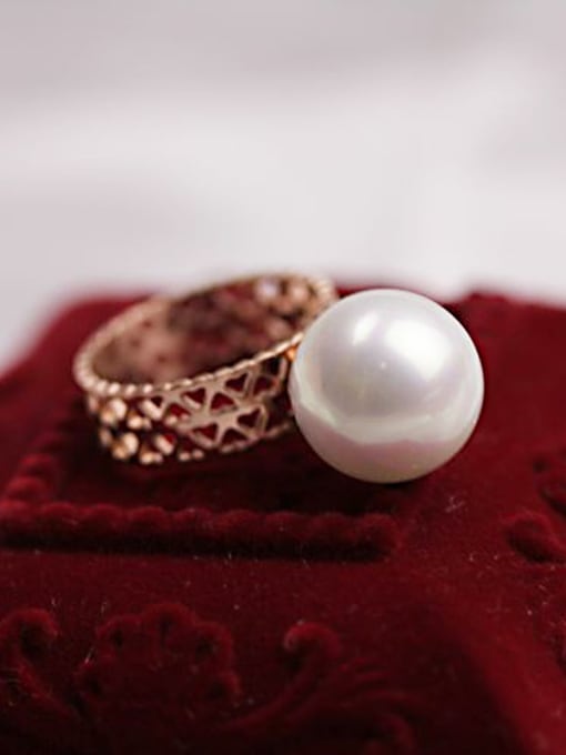 GROSE Hollow Heart Artificial Pearl Ring 2