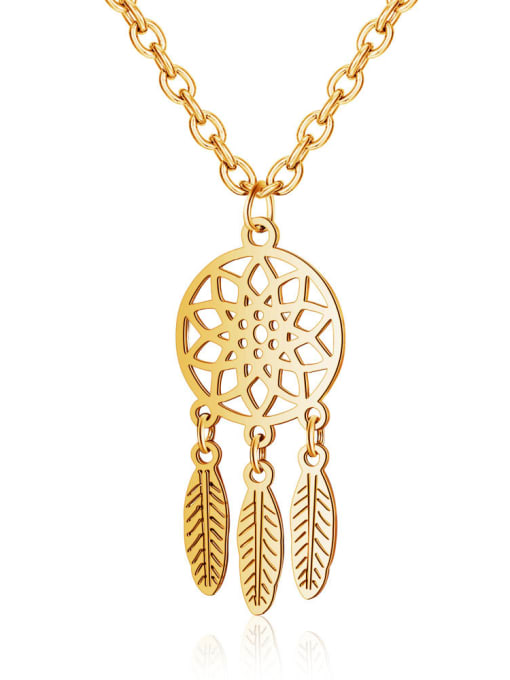 XTN473-gold Stainless Steel With Gold Plated Bohemia Irregular Necklaces & Pendants