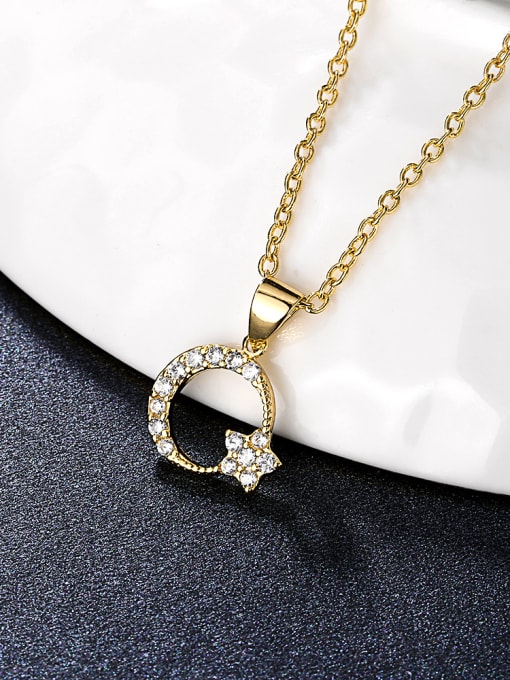 Golden Exquisite Gold Plated Moon Star Rhinestones Necklace