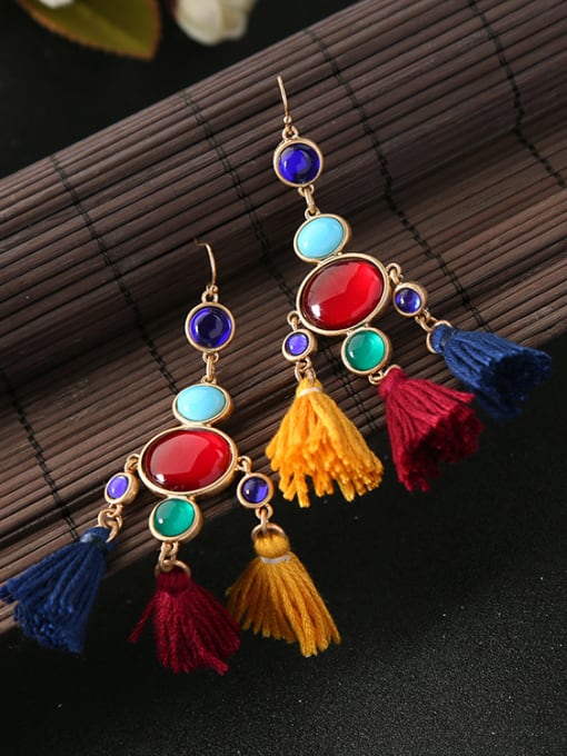 KM Colorful Tassel Women Drop Chandelier earring 1