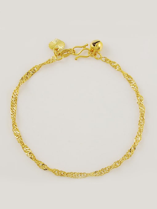golden Women Fashion Heart Shaped Bell 24K Gold Plated Bracelet