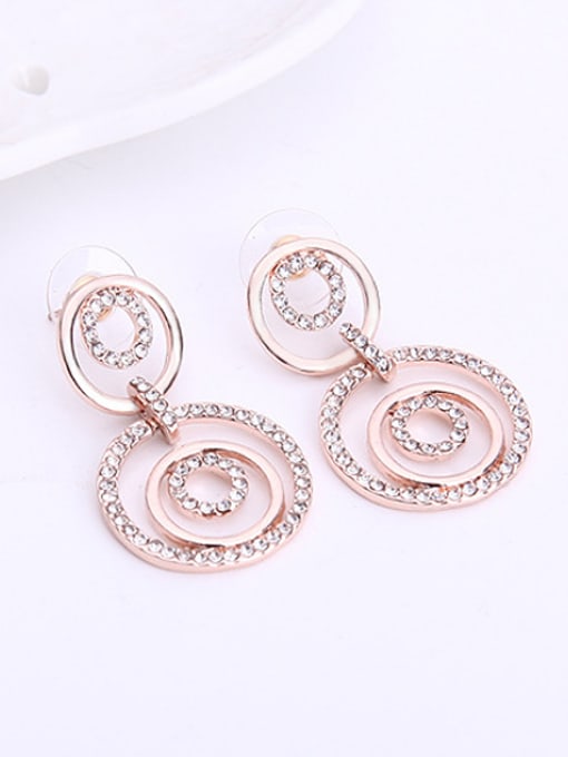 BESTIE 2018 Alloy Rose Gold Plated Fashion Rhinestones Round shaped Two Pieces Jewelry Set 2