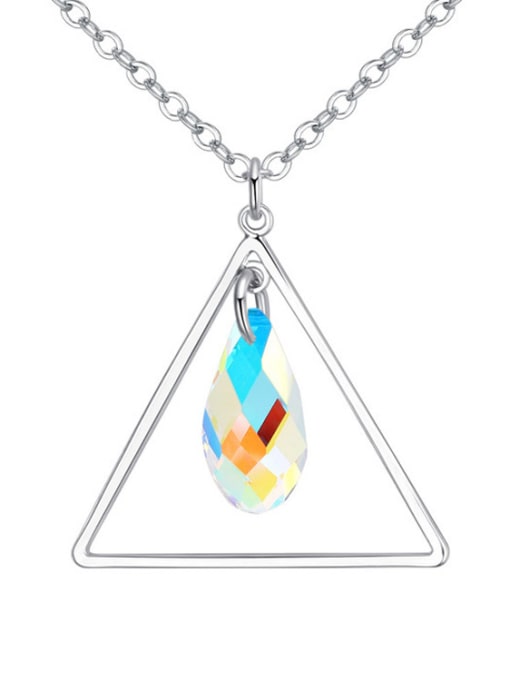white Simple Hollow Triangle Water Drop austrian Crystal Alloy Necklace
