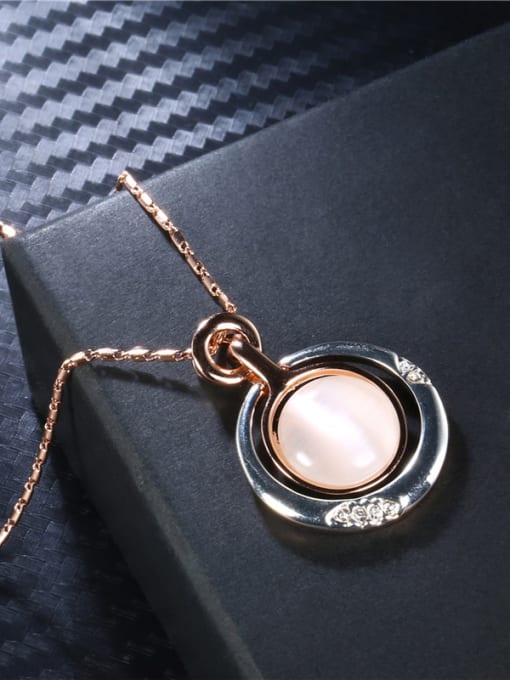 Rose Gold And Silver High-grade Opal Stone  Round Shaped Necklace