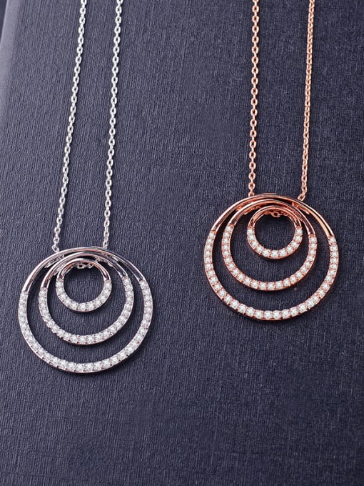 ALI Fashion circle AAA zircon necklace rose gold silver two color selectable 0