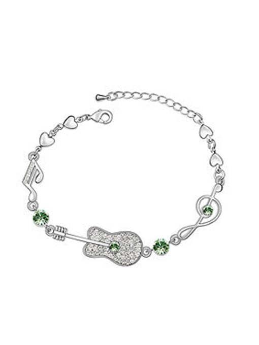 green Personalized austrian Crystals Little Guitar Music Notes Alloy Bracelet