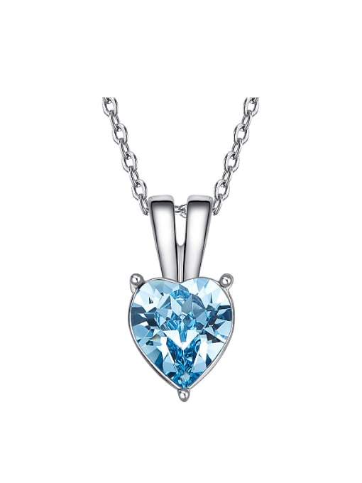 CEIDAI Simple Heart shaped Blue austrian Crystal Necklace 0