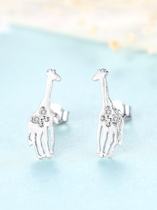 CCUI 925 Sterling Silver With Cubic Zirconia Cute Animal giraffe Stud Earrings 3