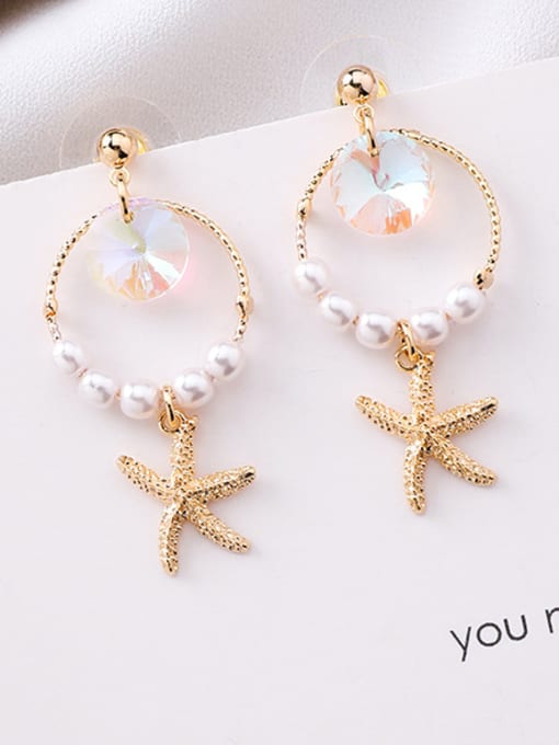 Girlhood Alloy With Gold Plated Fashion Sea Star  Drop Earrings 1
