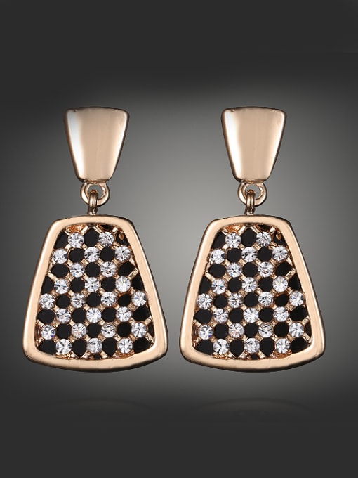 black Fashion Tiny Rhinestones Geometrical Alloy Stud Earrings