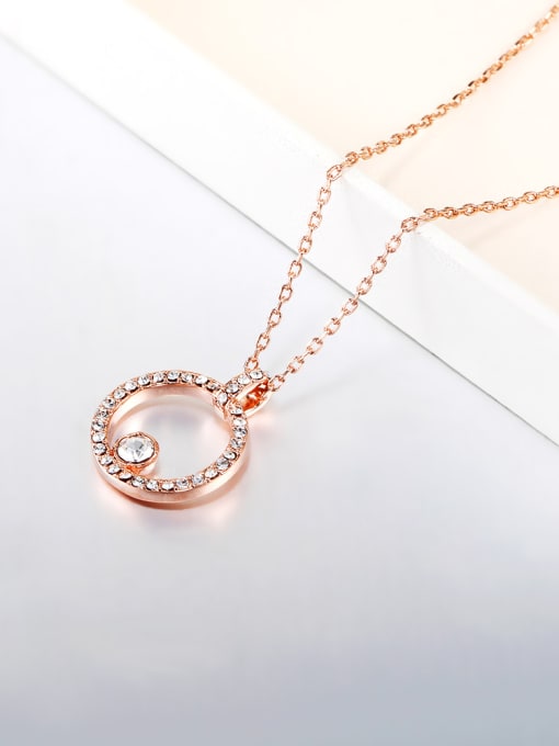 OUXI Simple Hollow Round Rhinestones Necklace 1
