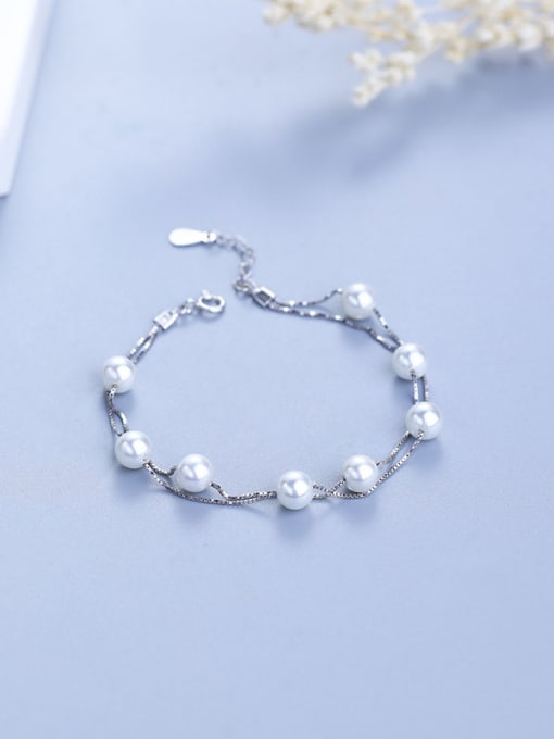 One Silver 2018 Women 925 Silver Pearl Bracelet 0