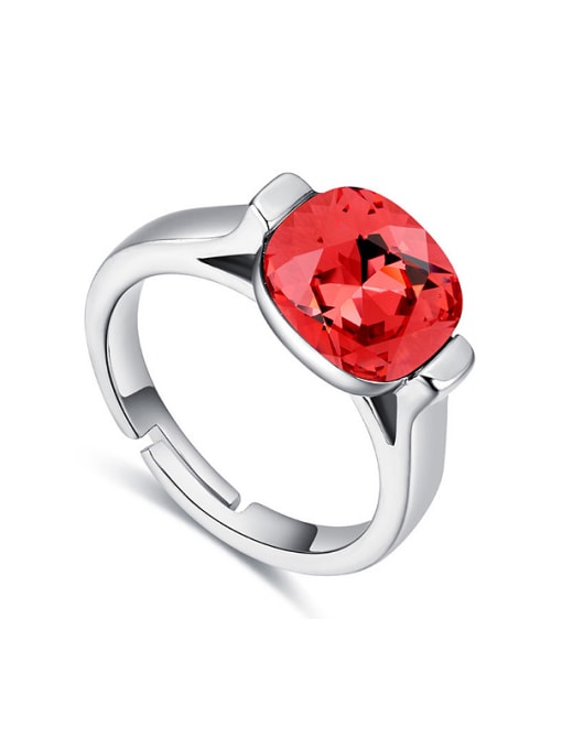 red Simple austrian Crystal Alloy Platinum Plated Ring