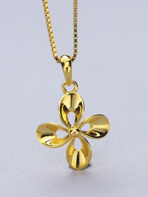 One Silver Gold Plated Flower Necklace 0