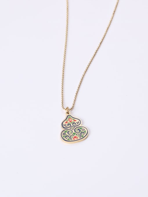 GROSE Titanium With Gold Plated Cute Green Gourd  Necklaces 3