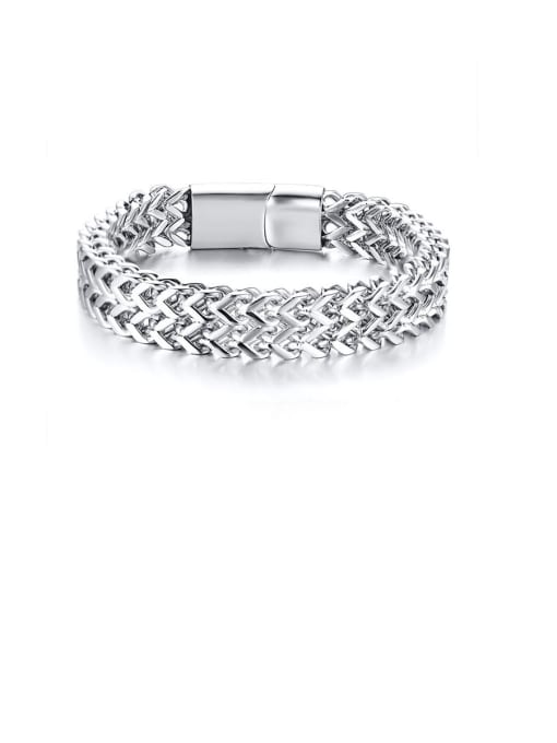 CONG Stainless Steel With Platinum Plated Simplistic Chain Bracelets 0