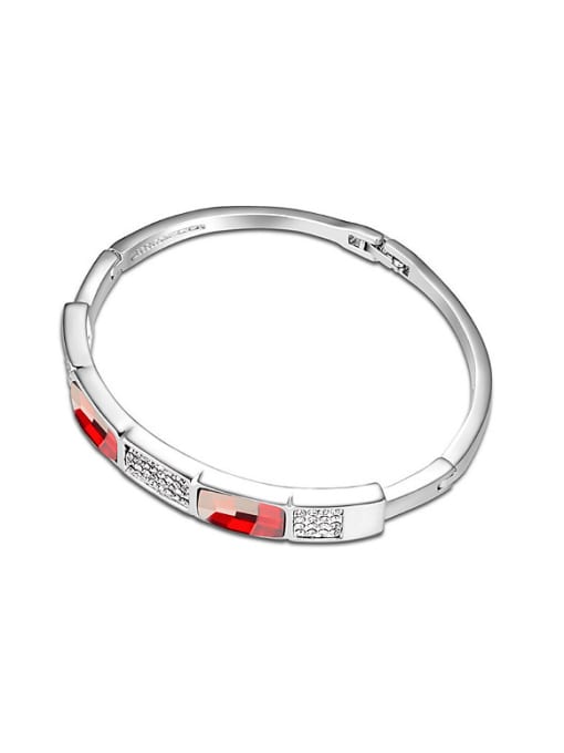 red Simple austrian Crystals Alloy Platinum Plated Bangle