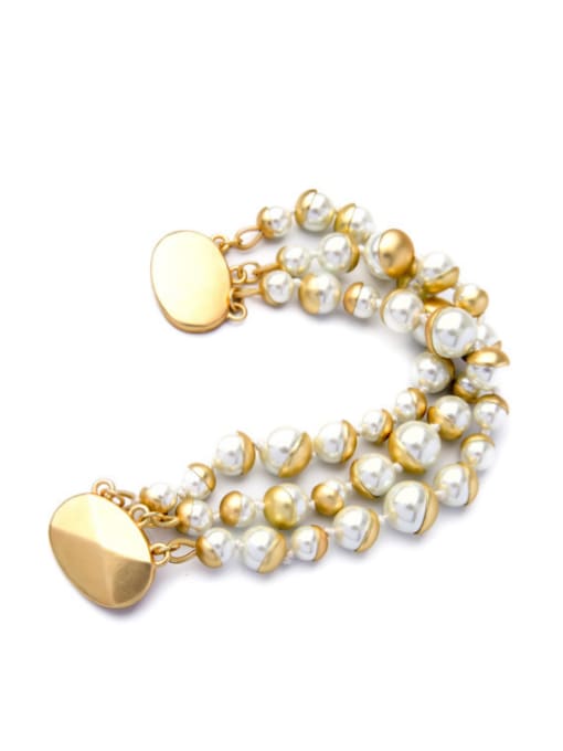 KM Fashion Generous  Multi Layer Artificial Pearl Alloy Bracelet 0