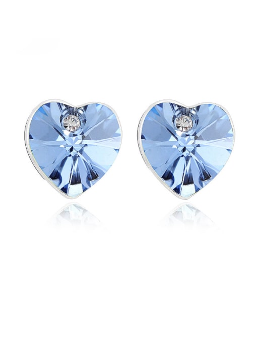 Platinum light Blue 18K White Gold Austria Crystal Heart Shaped stud Earring