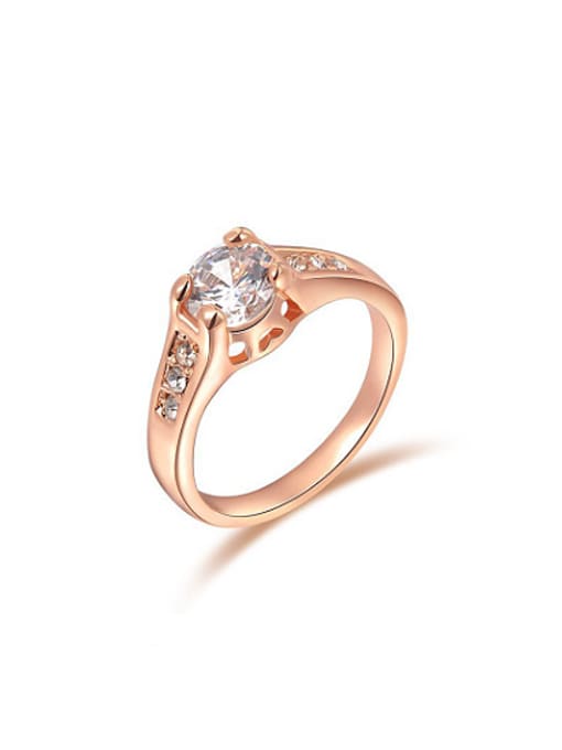 Ronaldo Simply Style Rose Gold AAA Crystal Ring 0
