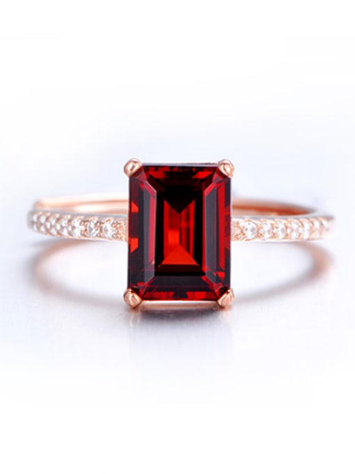 Deli Fashion Rectangular Ruby Gemstone Engagement Ring 1
