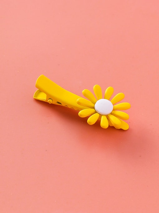 D yellow (short) Alloy With Champagne Gold Plated Simplistic Flower  Frosted Candy Color Clip
