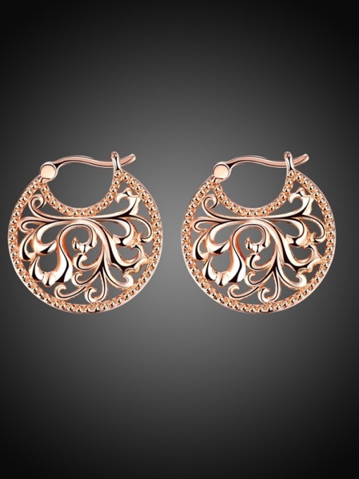 Rose Gold Women Exquisite Round Shaped Stud Earrings