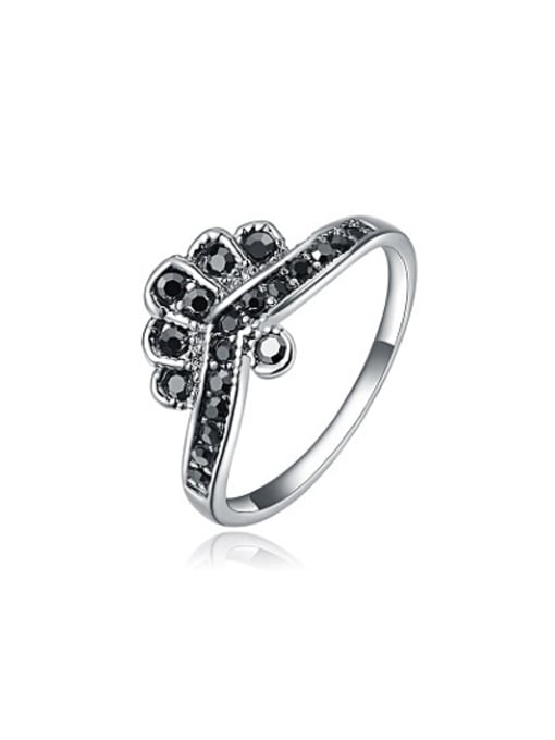 Ronaldo Black Crown Shaped Austria Crystal Ring