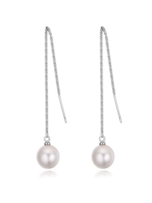 White Personalized Imitation Pearl Alloy Line Earrings