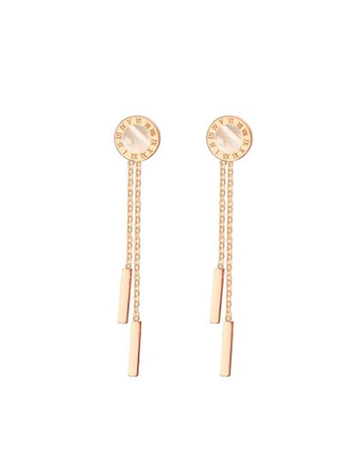 CONG Elegant Rose Gold Plated Shell Titanium Drop Earrings