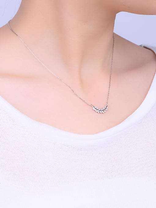 One Silver Fresh Willow Leaf Necklace 1