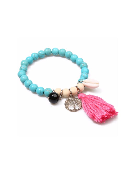 B6050-D Wooded Beads Creative Tassel Accessories Bracelet