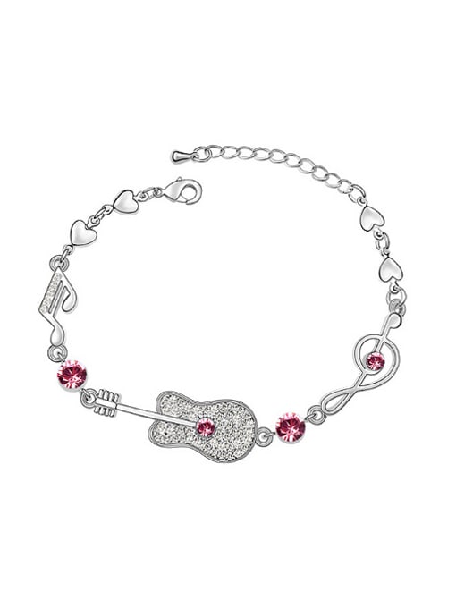 pink Personalized austrian Crystals Little Guitar Music Notes Alloy Bracelet